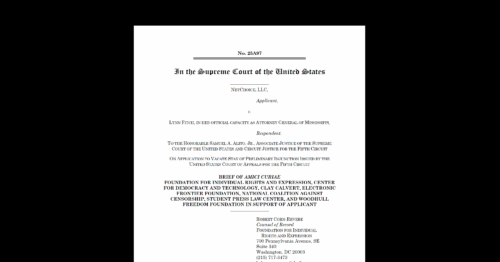 CDT Joins Amicus Brief as the Supreme Court Considers its Next Age Verification Case. White document on a black background.