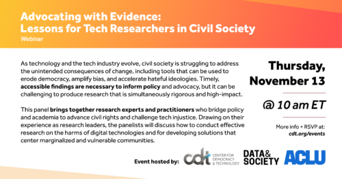 Advocating with Evidence. Lessons for Tech Researchers in Civil Society.