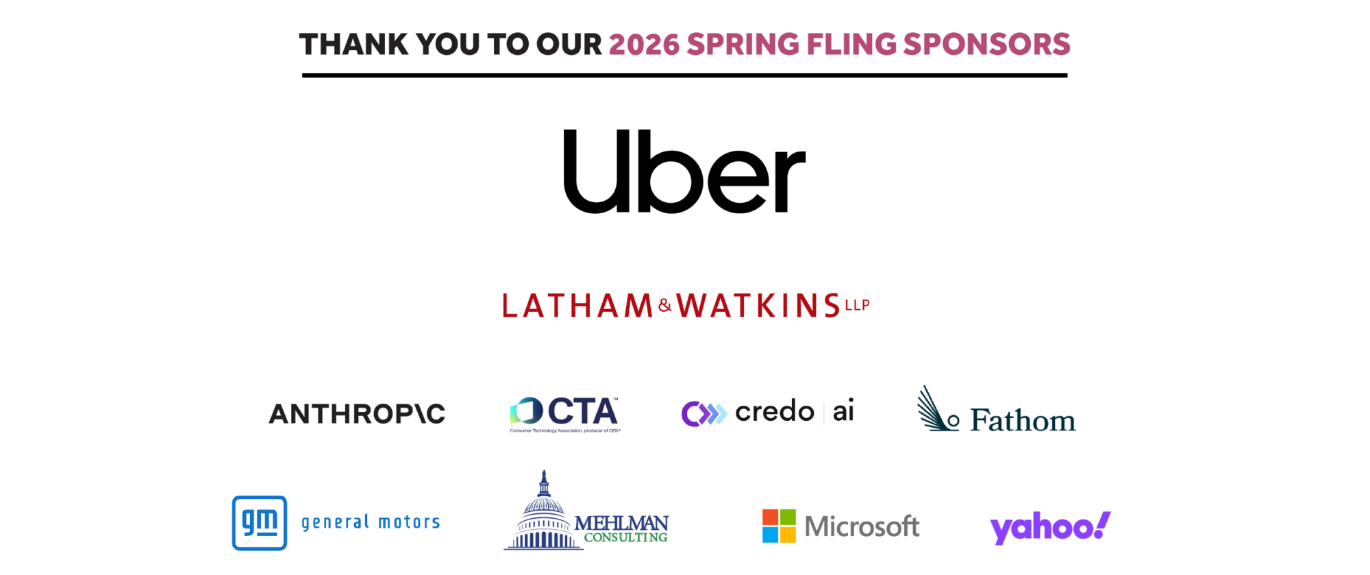 These are CDT's sponsors for our 2026 Spring Fling event. Image includes various logos on a white background.