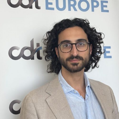 David Klotsonis in front of the CDT Europe banner
