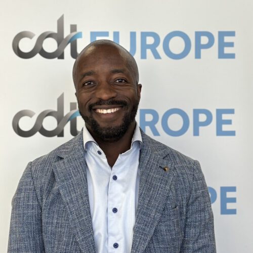 Christian in front of the CDT Europe logo banner
