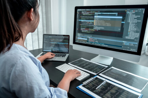 Person working on a database.