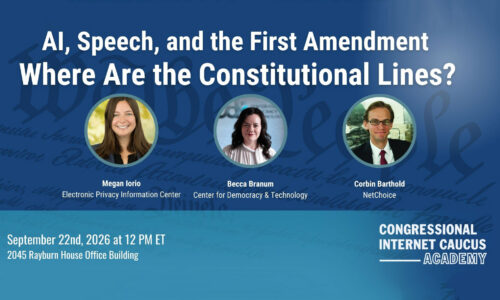 Promotional graphic for a Congressional Internet Caucus Academy event titled 