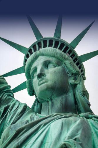 Photograph of the face of the Statue of Liberty