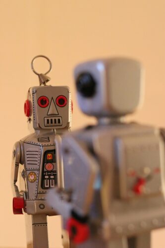Robots looking at each other.